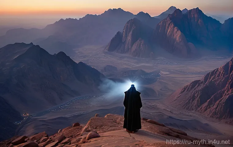 야훼와 히브리 신화 - A tranquil, sun-drenched ancient Near Eastern landscape at dawn. In a clearing near a small, humble ...